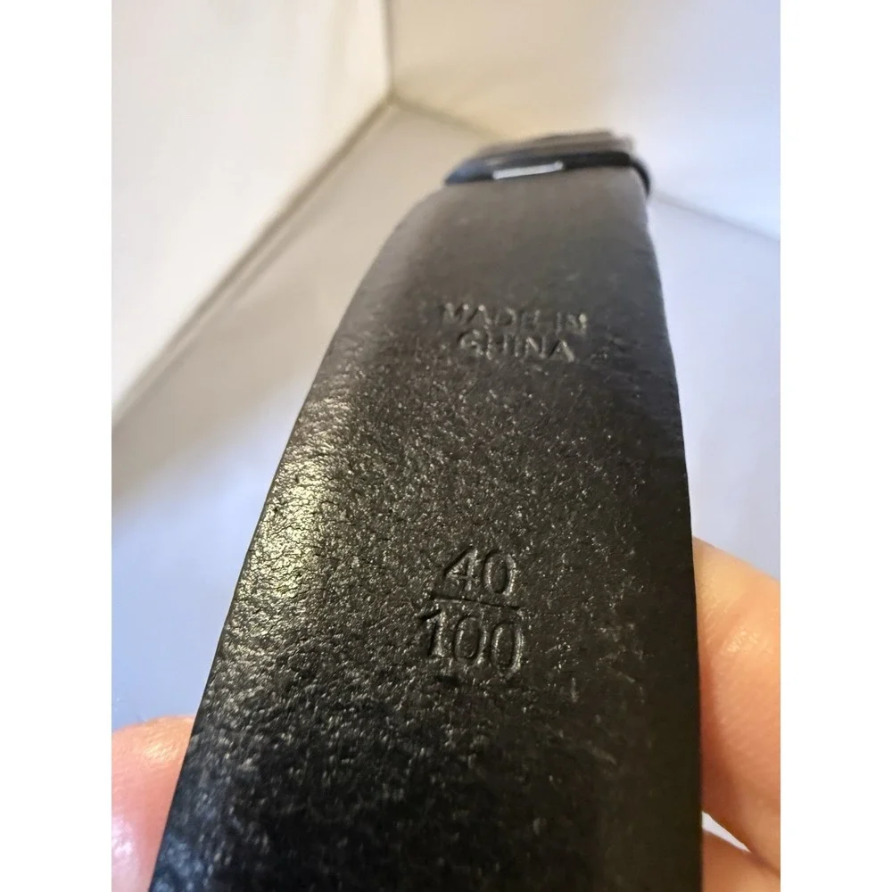 Polo Ralph Lauren Engine-Turned Belt 40/100 Black Italian Leather 2110754-001